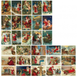 30 tk Vintage j&otilde;ulu&otilde;nnitluskaardid, erinevad festivalielemendid, j&otilde;ulupostkaart ilma m&auml;rkideta Tagasi Retro j&otilde;ulukaardid, kingitus 30PCS