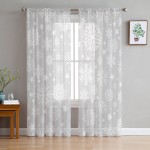 J&otilde;ulude lumehelbe tekstuuriga t&uuml;lli aknat&ouml;&ouml;tlus L&auml;bipaistvad kardinad k&ouml;&ouml;ki elutuba Magamistoa kardinate kaunistus W135 x H244cm