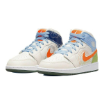 Air Jordan 1 Mid SE GS Stitch Laste tossud Cream Sail Psychic-Blue DX2462-100 35.5