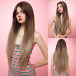 ALAN EATON pikad OMbre pruunid &scaron;okolaadist s&uuml;nteetilised parukad Sirge parukas koos tukkidega kuumakindel kiust parukas naistele igap&auml;evaseks Cosplay peol