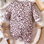 Onesie Newborn Leopard Print pikkade varrukatega puuvillane kombinesoon, mis sobib 0&ndash;24 kuu vanustele kost&uuml;&uuml;midele v&auml;ikelapse t&uuml;drukule. 0-3m mitmev&auml;rviline