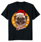 Mops Santa Dog Merry Christmas Unisex T-s&auml;rk S