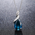 POMOiii Moeehted Vesitilk Sinine Kristall Naturaalne Tsirkoonist Ripats Kaelakee Naistele V&otilde;luv &otilde;htus&ouml;&ouml;k kinkimiseks sinine