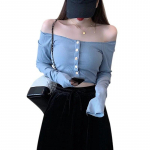 Mood Slash Neck Naiste n&ouml;&ouml;biga T-s&auml;rk &Otilde;huke pikkade varrukatega T-s&auml;rk S&uuml;gisene &uuml;hev&auml;rviline naiste l&uuml;hikesed k&auml;rbitud topid One Size must