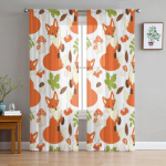 Animal Bird Fox Forest Talvised aknakardinad elutuppa K&ouml;&ouml;gi uksekardin Magamistoa l&auml;bipaistvad kardinad 135W x 114H(cm)