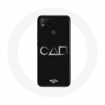 Xiaomi Redmi 9C Case Squid M&auml;ngu logo s&uuml;mbolid ruudukujuline ring kolmnurk Must taust