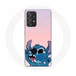 Coque pour Samsung Galaxy A33 5G Stitch le Nez en l'air fond rose