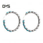 Vintage t&uuml;rkiissinine r&otilde;ngask&otilde;rvar&otilde;ngad Boho Style Circle Statement K&otilde;rvar&otilde;ngad Elegantsed plaaditud ehted naistele sinine