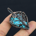 Natural Tree Of Life Tibetan Turquoise Stone Copper Wire Wrap Pendant 2.2 e4a97