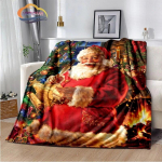 Christmas Series Flannel Cashmere Blanket  Santa pattern Comfortable Warm Sofa Bed   gift blanket 30x40in