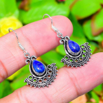 Natural Lapis Lazuli Gemstone 925 Sterling Silver Gift Earring 1.58 g4g90