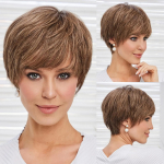 HAIRCUBE Bob Pixie Cut &scaron;okolaadipruun sirge kihiline Remy parukad juustest l&uuml;hikeste naturaalsete liimita juustest parukad naistele