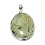 Natural Prehnite Gemstone Handmade 925 Sterling Silver Pendant 2.09 h1r80