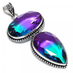 Natural Bi-Color Tourmaline Handmade 925 Sterling Silver Pendant 3.43 g2f20