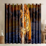 Leopard pimendavad kardinad Metsloomakardinad Elutuba Magamistuba K&otilde;rge varjundiga aknariip Parempoolne kahepoolne avatud kardinad W50xH130(CM)x2PCS-Rod pocket