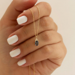 Safiirist ripats, S&uuml;nnikivi kaelakee, J&otilde;ulukink, 14k kullast kaelakee naistele, Pulmaehted S sinine