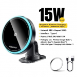 Essager 15 W magnetiline juhtmevaba autotelefoni hoidik Reguleeritav 360 kraadi autolaadija iPhone15 14 13 Pro jaoks Samsungi universaaltelefon Paste type must
