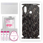 apgo Protective Skin Sticker for the back+sides compatible with Huawei P30 lite New Edition, Full Wrap Film, Foil, Vinyl - Pattern Carbon Black Pixel