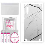 apgo Protective Skin Sticker for the back+sides compatible with Samsung Galaxy A50, Full Wrap Film, Foil, Vinyl - Pattern White Marble