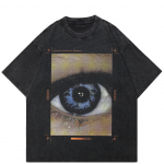 T&auml;navar&otilde;ivad Big Eye Graphic Unisex T-s&auml;rk Puuvillane Pestud Must Ts&auml;rk Unisex Tops T-s&auml;rk Suvine l&uuml;hikeste varrukatega T-s&auml;rk S must
