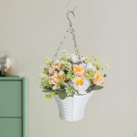 Artificial Hanging Flowers in Basket Chain Flowerpot Decor Flower Arrangement for Indoor Summer Style C