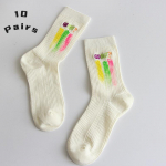 10 paari sokke Naiste sokid Trend virnastatavad sokid Pritsmete tindiga Graffiti t&auml;hed Tikand Spordisokid One Size
