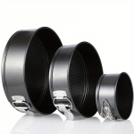 3 tk &uuml;mmargune koogivorm lukustatud p&otilde;hjaga k&uuml;psetusplaadiga, koogivormikomplekt koogik&uuml;psetusplaat must