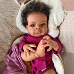 20'' 50 cm realistlik musta nahaga reborn nukk Lanny Africa America Tan nahaga vasts&uuml;ndinud nukk k&auml;sitsi valmistatud juurtega lokkis juuste imitatsiooniga beebinukud lastele cloth body