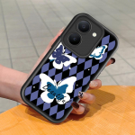 Pehme silikoonist ruudukujulise redeli mustriga telefoni&uuml;mbris, t&auml;ielikult kattev, kaamera p&otilde;rutuskindel kaitse, kummist &uuml;mbris Vivole Vivo Y55 5G valge