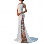 Naiste pruutneitsi pulmakleit kokteili&otilde;htu peokleit Bodycon merineitsi pikad maksikleidid valged S valge