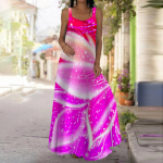 Naiste libisemiskleit Maxi pikk kleit Fluorestseerivate lehtedega prinditud kleit kevad-suvi V-kaelusega vaba aja veetmiseks XS sinine