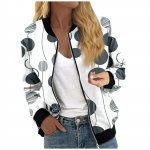 Naistele m&otilde;eldud jakid pikkade varrukatega, kerge lukuga, k&auml;rbitud moeprinteriga &uuml;ler&otilde;ivad vabaaja tepitud jakid taskutega XXL tumesinine