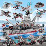 651tk 8in1 merev&auml;e lennukikandja ehitusplokid politseinik robot auto helikopteri mudel klotsid m&auml;nguasjad lastele Navy Warship-651Pcs