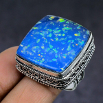 Blue Triplet Opal Gemstone 925 Sterling Silver gift Jewelry Ring Size 8 C0v65