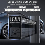 Elektriline &otilde;hupump koos 6000 Mah akuga 150 Psi kaasaskantav jalgrattapumba rehvipump koos digitaalse LCD LED-valgusega minikompressoriga jalgratastele mootorratastele 17x7x5cm