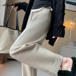 S&uuml;gistalvised naiste t&auml;navar&otilde;ivad haaremip&uuml;ksid k&otilde;rge v&ouml;&ouml;kohaga beež mustad kuduvad p&uuml;ksid vabaaja vabad lihtsad kootud p&uuml;ksid One Size must