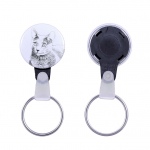 Russian Blue - handmade keychain with a cat portrait, purse charm, product of the Art-Dog brand.