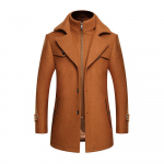 S&uuml;gistalvine topeltkraega villased mantlid Meeste paksud &auml;rilised vabaaja villasegud Trench-mantel Meeste massiivne kaelusega &uuml;ler&otilde;ivad 3XL must