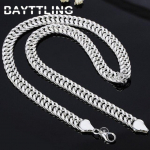Uus 925 Sterling H&otilde;be 20 /24 Tolli 10mm T&auml;is Lame K&uuml;lgkett Kaelakee Naised Mehed Mood Pulmaehted Kingitus 50cm