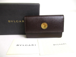 Autentne BVLGARI Tume Pruun Nahk Kuldne H/W 6 Pilti V&otilde;tmehoidja #a389 Renoveeritud black