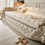 &Scaron;enill Geomeetriline Diivanir&auml;tik Boho Stiilis Diivanikatted 1/2/3 Kohaga Diivanile Visatav Boho Jacquard &Uuml;lekatted M&ouml;&ouml;blikaitse 90x180cm khaki