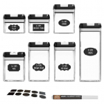 7 tk/komplekt ruudukujulised mahutid sahver &otilde;hukindlad toiduainete s&auml;ilituspurgid Organisatsioon suletud must