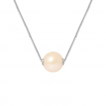 PERLINEA - Collier Perle de Culture d'Eau Douce AAA+ Ronde 9-10 mm - Rose Naturel - V&eacute;nitienne Argent 925 Milli&egrave;mes - Bijoux Femme