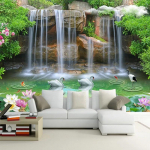 Fototapeet Maastik Juga M&auml;gi Lilled 3D Stereo Tapeedid Seinakate Elutuba Magamistuba Kodu Kaunistus 200 cm(W) x 140 cm(H)