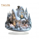 J&otilde;uluakr&uuml;&uuml;list lauaehitis, lame lumine kajutiornament koos alusega Christmas Village palkmajade ornament p&uuml;hade lauakaunistuseks F