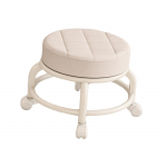 Madala &uuml;mmarguse rullikuga istmetaburet PU-nahast istme polsterdatud jalatugi 360 kraadi p&ouml;&ouml;rlev rulltool garaažisalongide p&ouml;&ouml;rdtool valge