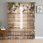 Ait puidust uksefarmi t&uuml;llkardinad elutuppa Print Sheer Voile kardin Magamistoa akende varjestus kardinad Rulood Kodukaunistus W135 x H115cm x1&Rod Pocket