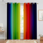L&auml;ikivad v&auml;rvilised gradatsiooniga tr&uuml;kitud kardinad, 100% pol&uuml;esterkiud, Laste magamistuba, Elutuba, Kabinet, Dekoratiivsed, Vikerkaar W50xH130(CM)x2PCS&Rod pocket