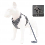 No Pull Dog rakmed ja jalutusrihma komplekt Reguleeritav lemmikloomade rakmete vest v&auml;ikestele koertele kassidele Helkurv&otilde;rgust koera rinnarihm Prantsuse buldog S 2-4 kg hall v&auml;rv