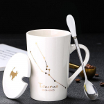 Loov keraamiline kruus &ndash; kaane ja lusikaga T&auml;htkujud, ideaalne kingitus paaridele Taurus Spoon with Lid
